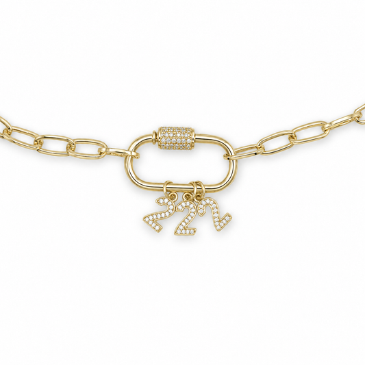 222 angel number charm paperclip chain necklace