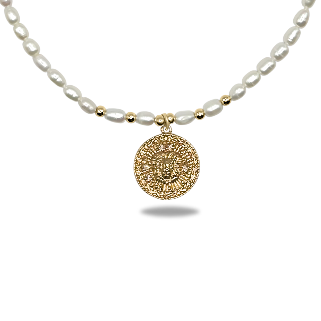 Elegant Freshwater Pearl Necklace with Zodiac Symbol Pendant