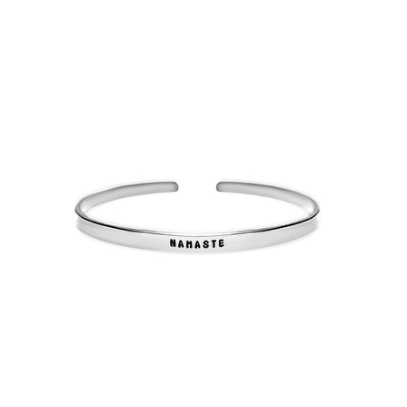 ‘Namaste’ spiritual wellbeing quote cuff bracelet 