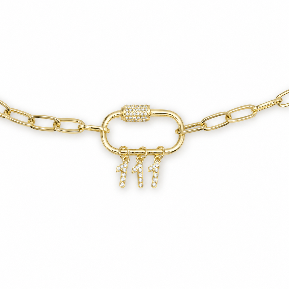 111 angel number charm paperclip chain necklace