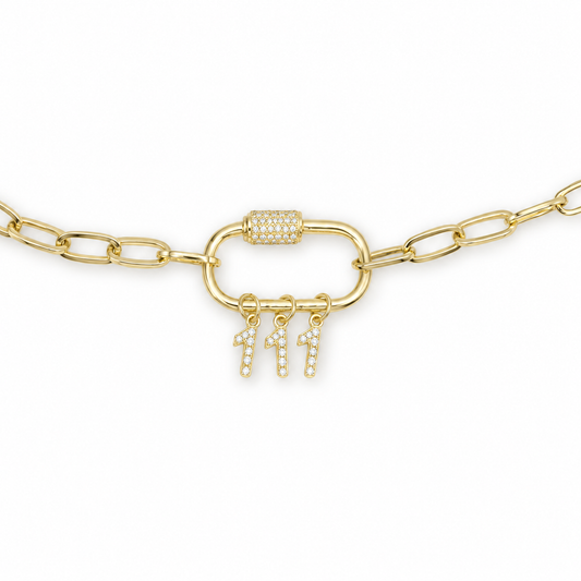 111 angel number charm paperclip chain necklace