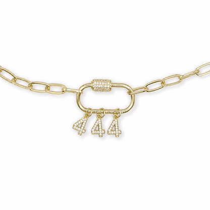 444 angel number charm paperclip chain necklace