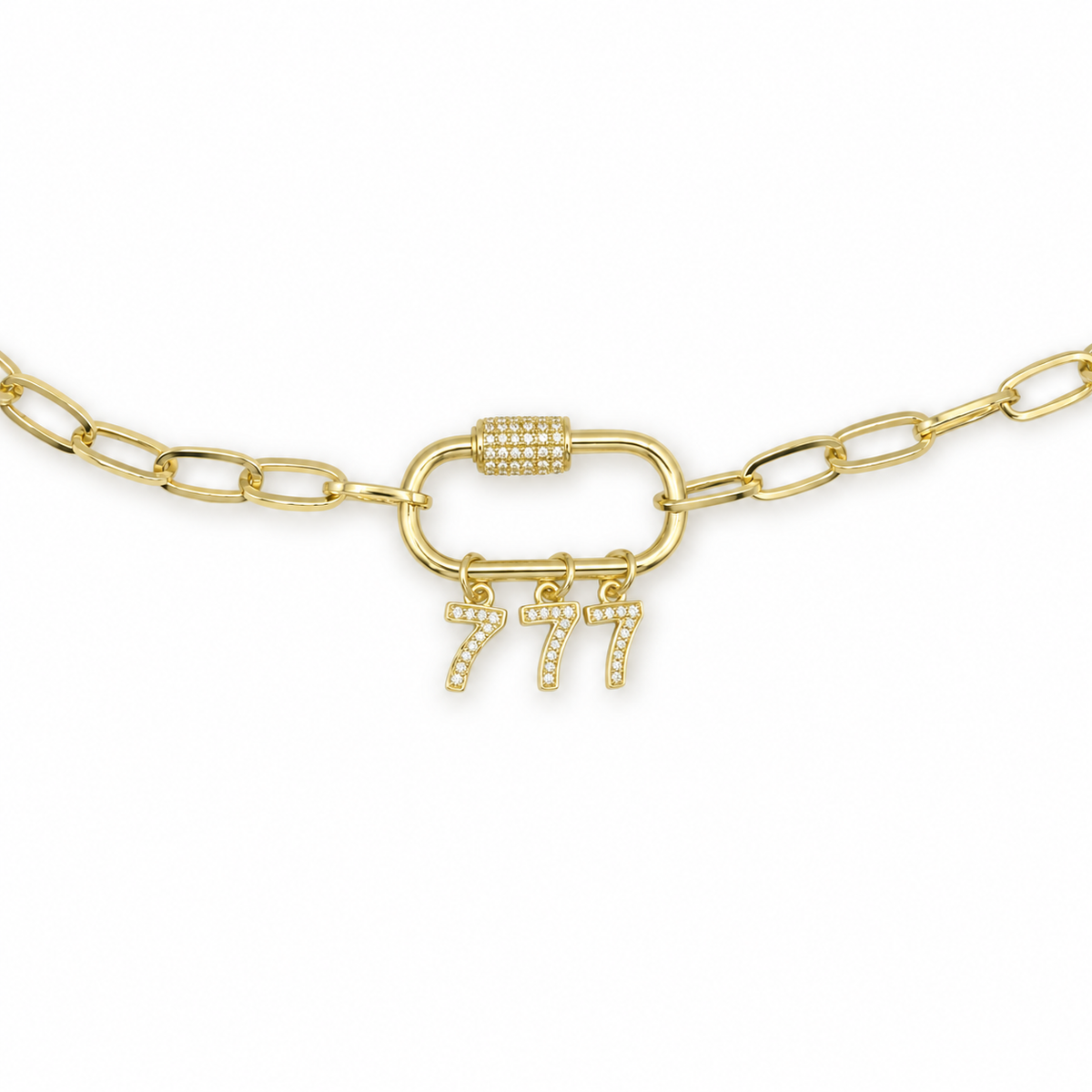 777 angel number charm paperclip chain necklace