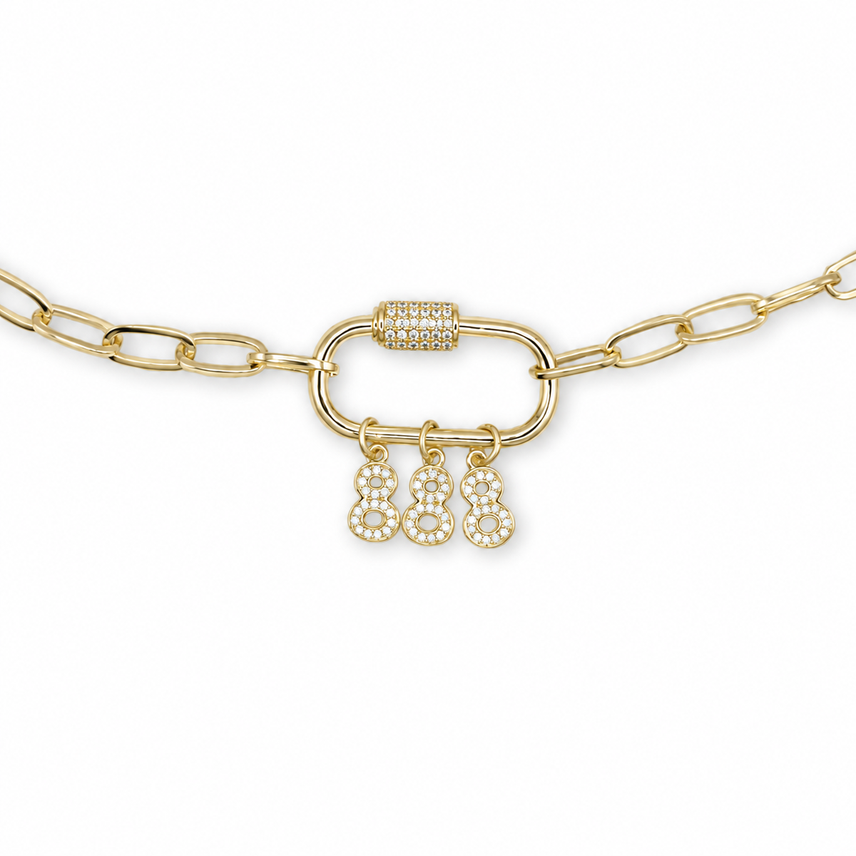 888 angel number charm paperclip chain necklace