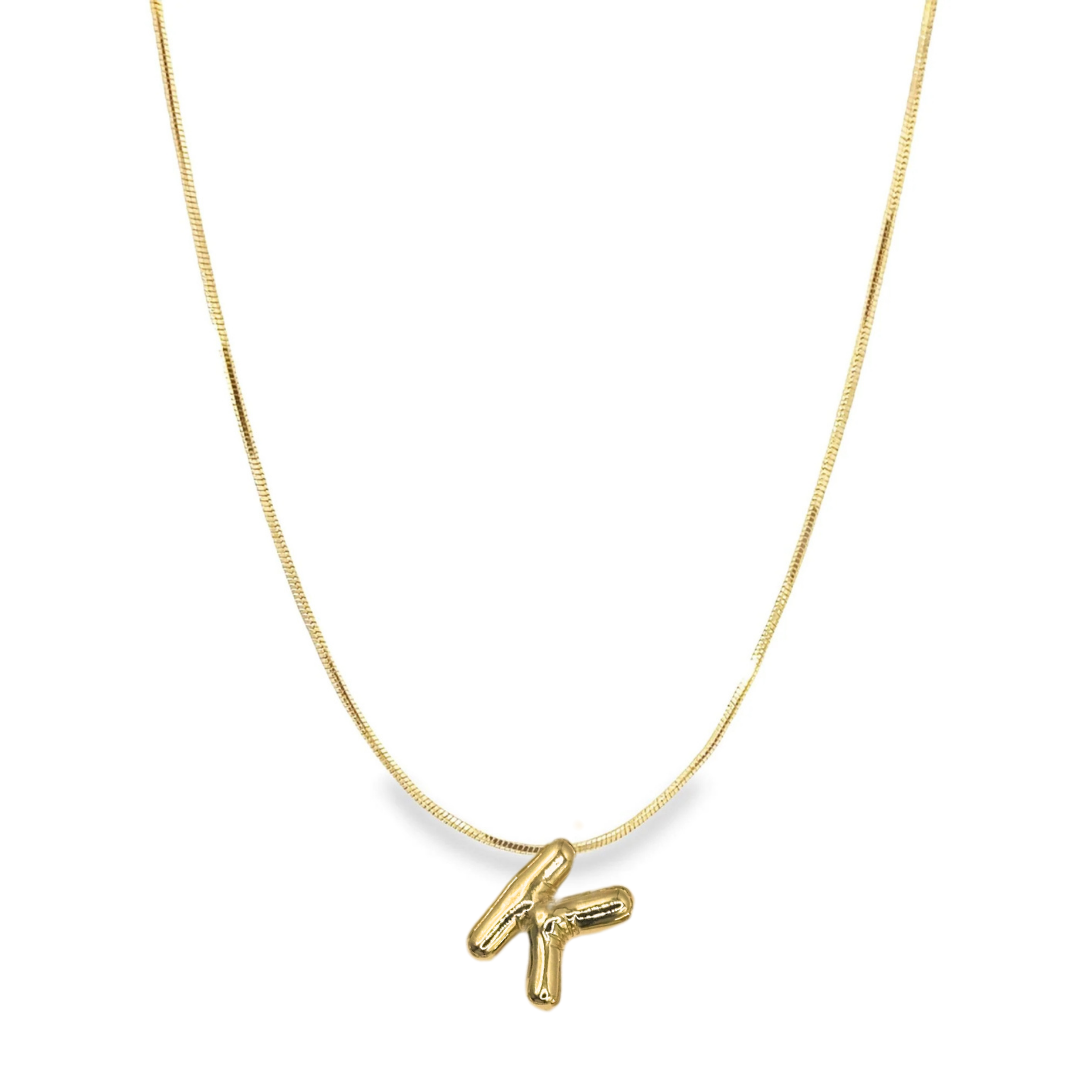 Bubble Initial Charm Necklace