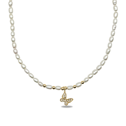 Dainty Freshwater Pearl Necklace with Trendy Charm