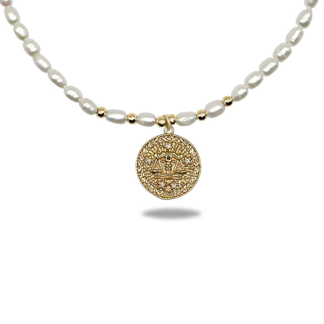 Zodiac Pearl Icon Necklace