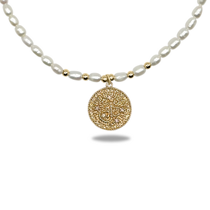 Elegant Freshwater Pearl Necklace with Zodiac Symbol Pendant