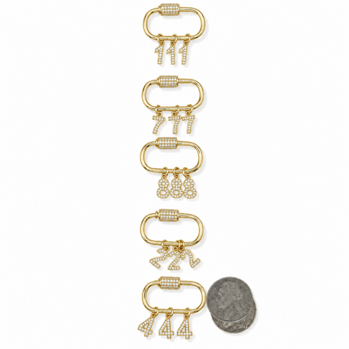 Angel number charm necklace size and style reference