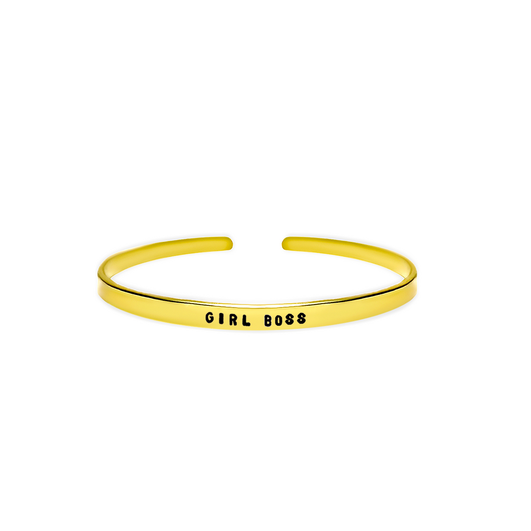 ‘Girl boss’ women empowering quotes cuff bracelet 
