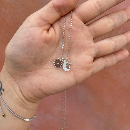 Birth Chart Charm Necklace with Sun, Moon, Rising Signs