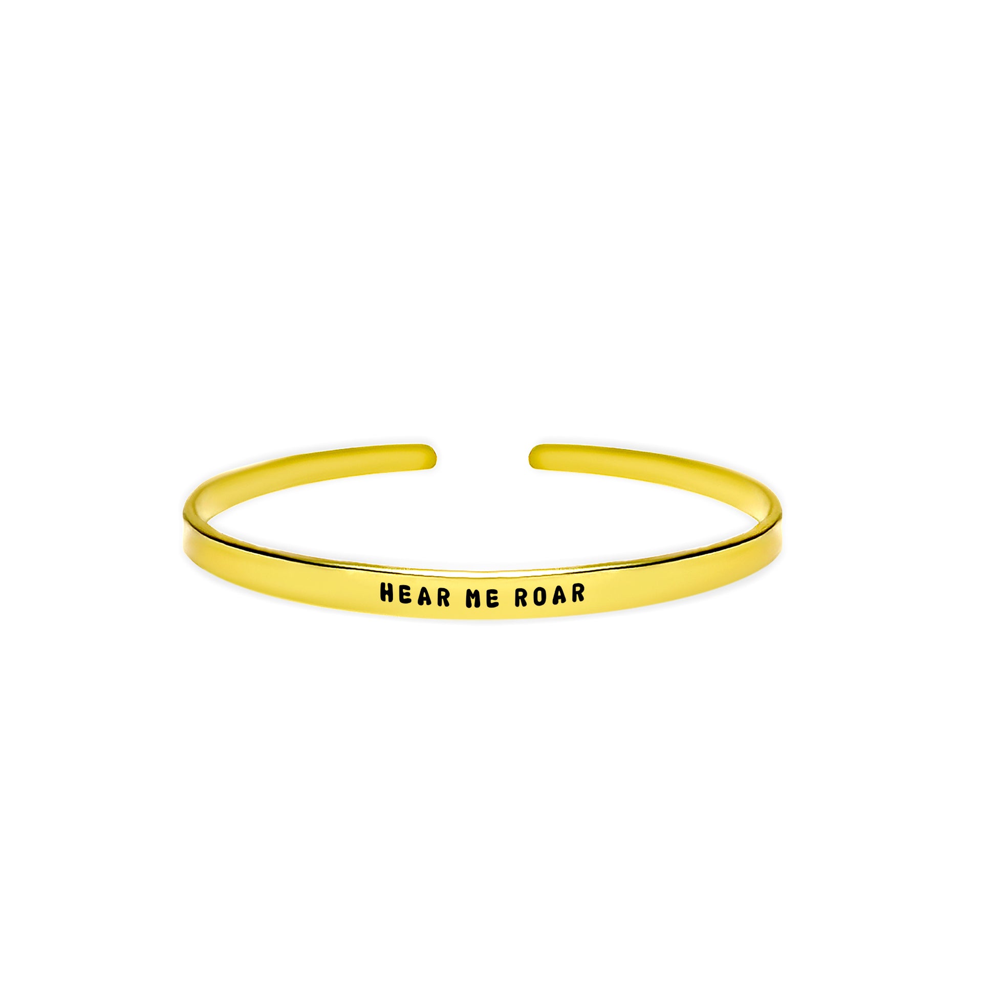 ‘Hear me roar’ empowering phrase USA dainty handmade cuff bracelet 