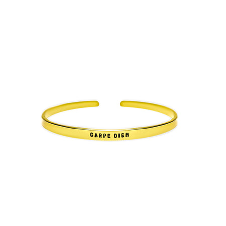 ‘Carpe diem’ inspirational quote dainty handmade cuff bracelet 