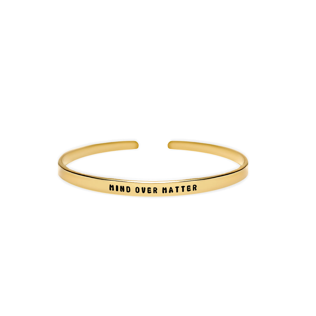 ‘Mind over matter’ mental health quote dainty handmade cuff bracelet 