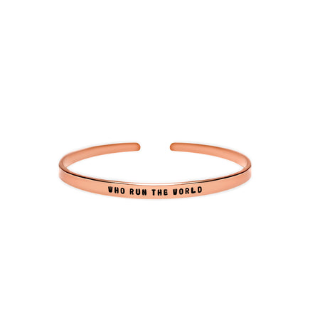 ‘Who run the world’ beyoncé inspired quote dainty handmade cuff bracelet