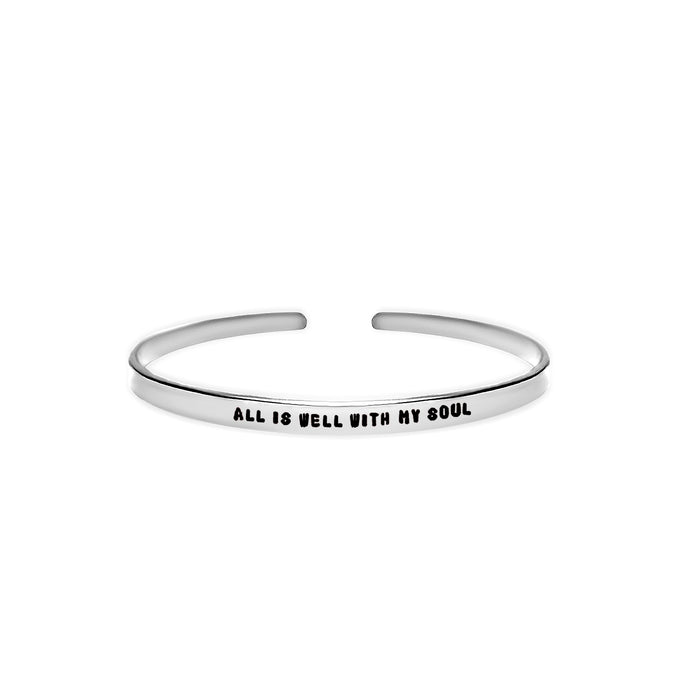 ‘All is well with my soul’ inspirational dainty handmade cuff bracelet 