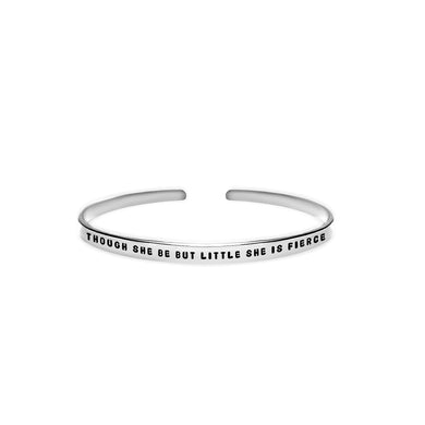 ‘Though she be but little she is fierce’ meaningful feminist quote dainty handmade cuff bracelet 