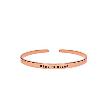 ‘Dare to dream’ inspirational quote dainty handmade cuff bracelet 