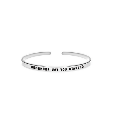 'remember why you started' perseverance and motivational quote to remember your journey bracelet 